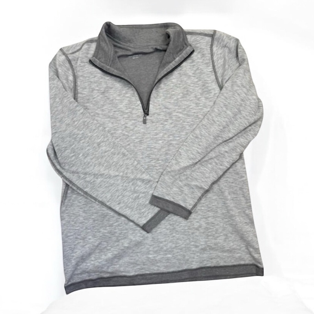 Premise Quarter-Zip Pullover Mens Size L Heather Grey Collared Pullover Top